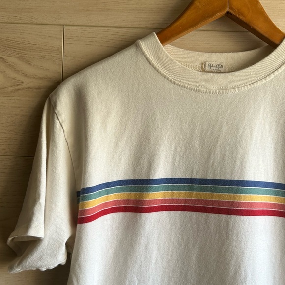 John Galt Cream Rainbow Striped "Aleena" Tee - Picture 2 of 5